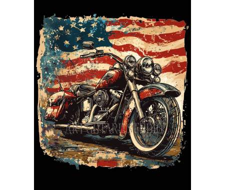Koszulka Harley 100% bawełna luźna koszulka, flaga USA, old skull